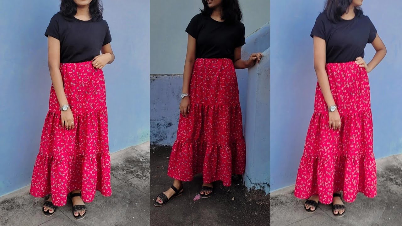 Diagonal Cutting Long Skirt