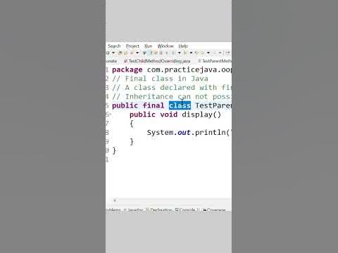 How to write a Final Class in Java - YouTube