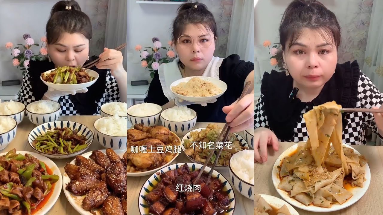 Mukbang #: Eat pig brain belly pork, Fried skewers #noodles #yummy #dinner #foodie