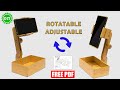 DIY - Rotatable &amp; Adjustable Wooden Smartphone Stand - Mobile Stand - Free Plan