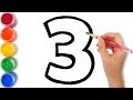 Let's learn to glitter Numbers drawing and coloring for kids! | GENiEART