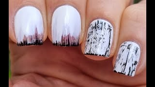 Black & White NAIL ART | Negative Space & Dry Brush NAILS - Nail Tutorial For Beginners