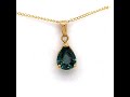 Montana Sapphire Teal Solitaire Pear Teardrop Pendant 14K Yellow Gold
