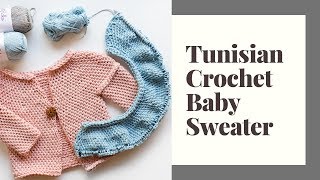 How to Tunisian Crochet Baby Sweater screenshot 5