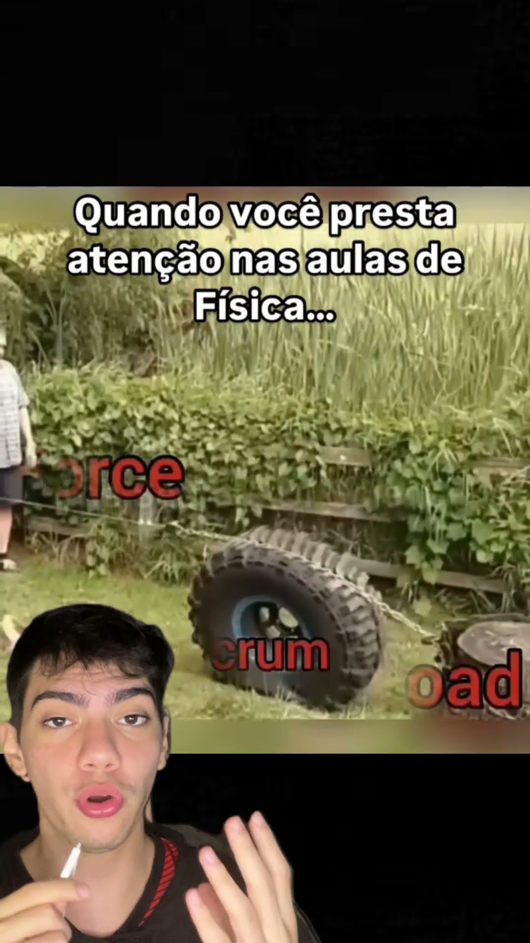 Pneu + física = tronco removido com facilidade! ?? Física é vida no campo!