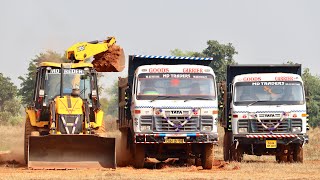 JCB 3dx Eco Loading Mud in Tata 2518 Truck and Tata Dump Truck For Making Farm