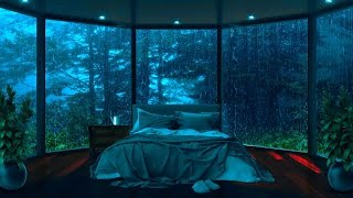 10 Hours of Intense Rain & Thunder in a Room with 360 Views of the Dense Forest-Sleep to Rain Sounds
