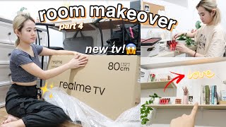 ROOM MAKEOVER PT. 4: we have NEW TV! sliding doors + decor with me