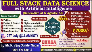 FULL STACK DATA SCIENCE with Artificial Intelligence Online Training @ DURGASOFT