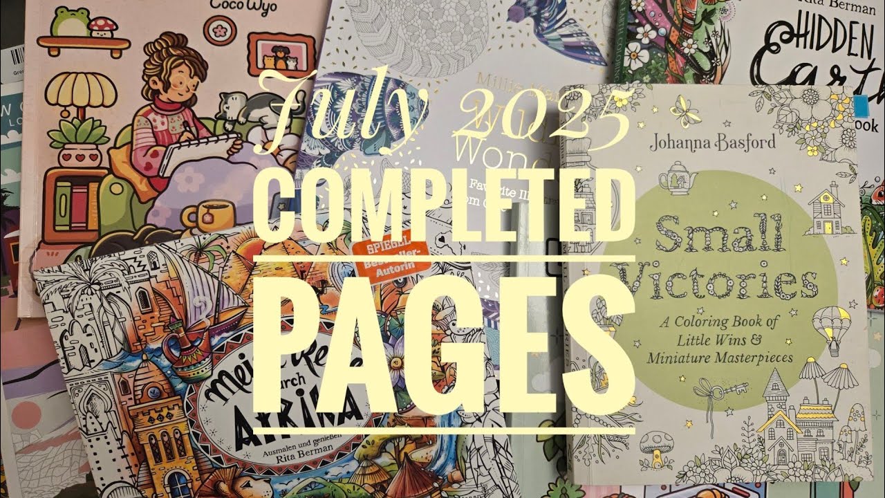 Завершённые страницы июля 2025 г. Раскраска для взрослых