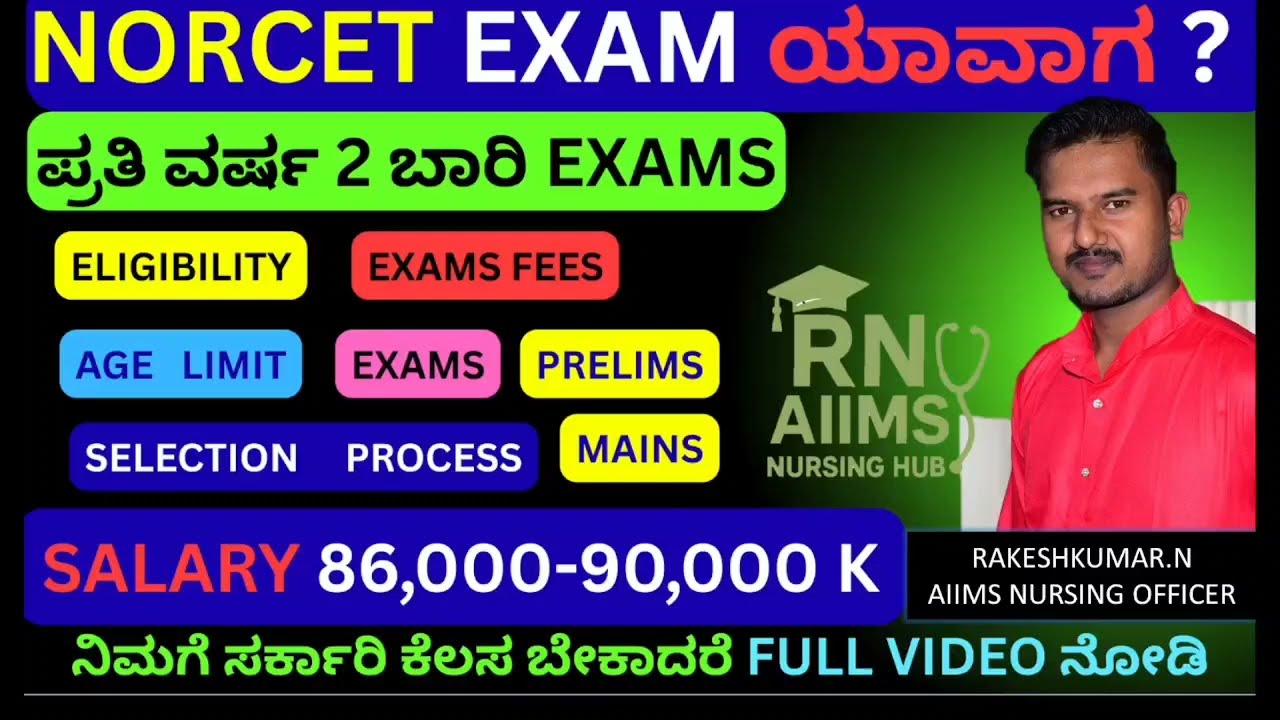 Norcet Exam Details in kannada | Aiims | Norcet | central govt job