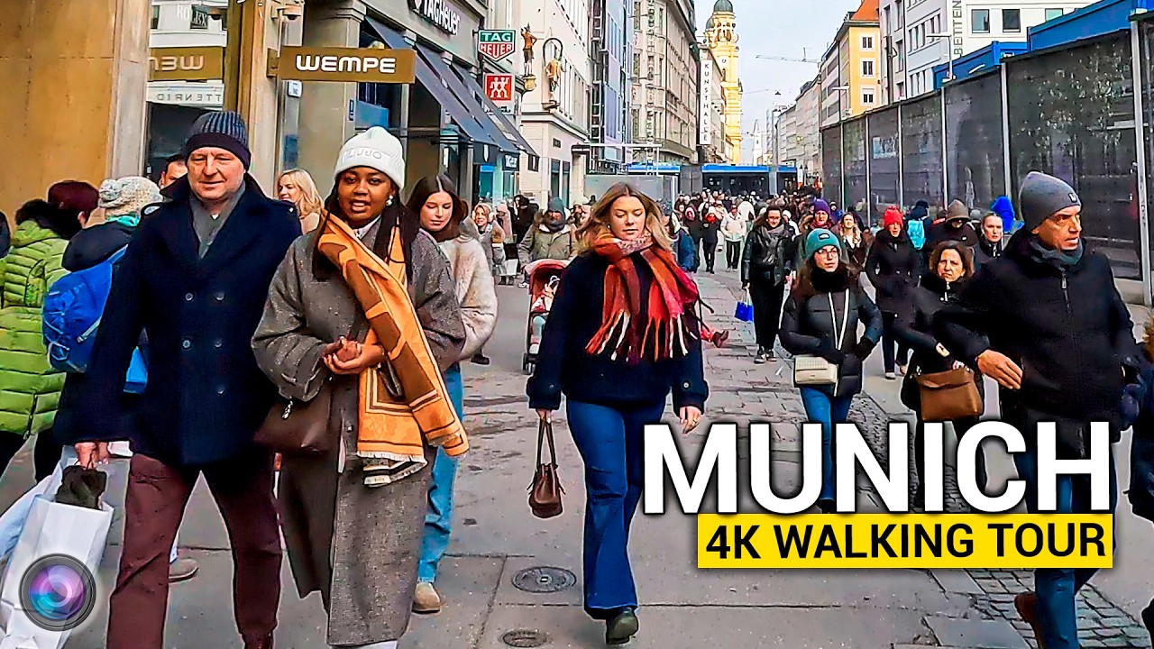 Munich 4K Walking Tour: Winter at Marienplatz & Glockenspiel (-4°C) ❄️