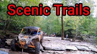 Offroad trail riding the scenic Tennessee Mountains with a big group of SxS's