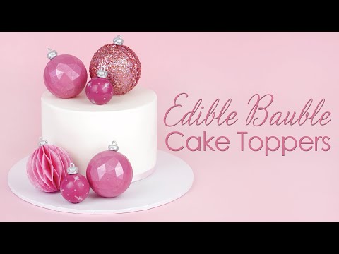 Edible Christmas Bauble Cake Toppers Tutorial - Geometric  Glitter  Wafer Paper Origami Sphere
