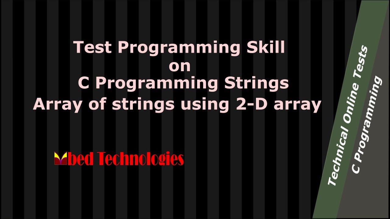 A C Programming question on using array of strings as 2-D array - YouTube
