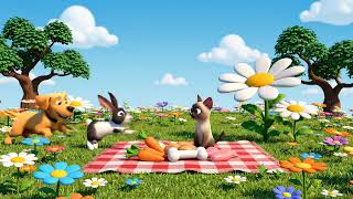 Firefly create a video from cartoon like animals and there animals was playing and eating somes food
