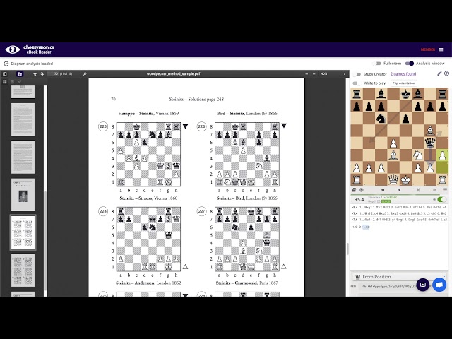 I made chess eBook Reader that uses AI to make chess books interactive  (Update after 2 years). Open a PDF, ePub, or DjVu book, and let it analyze  it, once finished, double-click