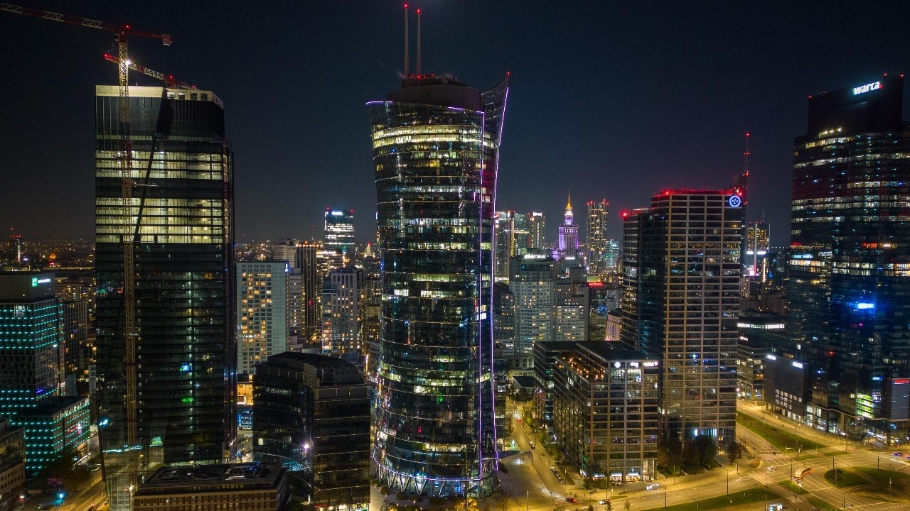 Rondo Daszyńskiego by Night | Warsaw Spire | 4K