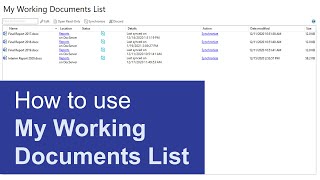 How to use My Working Documents List | OpenText Content Server