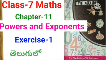 7th Class School Maths. Ch-11 Powers and Exponents. Exercise-1 problems in Telugu.By learn with GBR