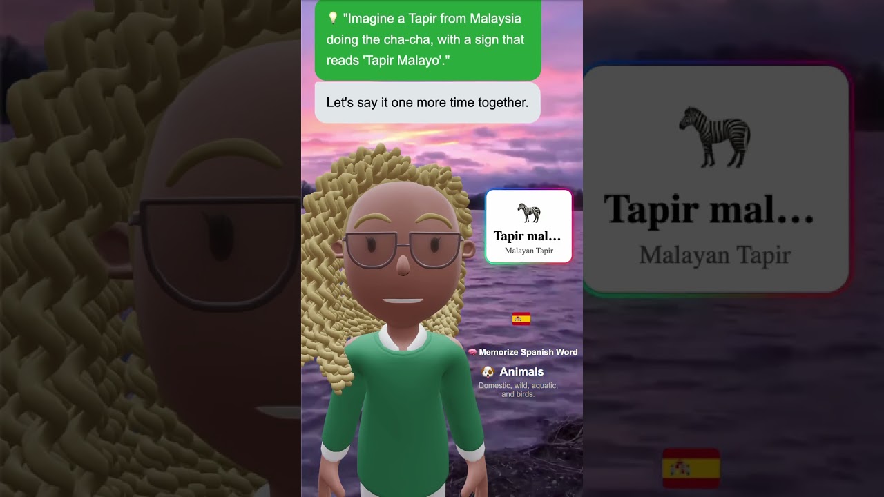 🦓 Tapir malayo (Malayan Tapir) – Learn Spanish word in 30s
