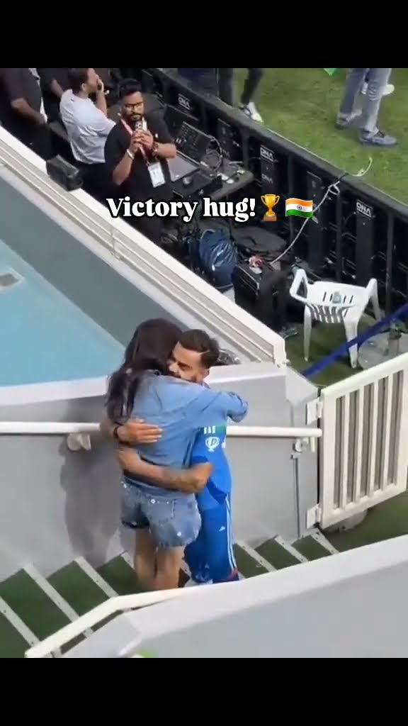 Virat Kohli-Anushka Sharma shares CUTE hug post India's EPIC win in Champions Trophy ??  #shorts