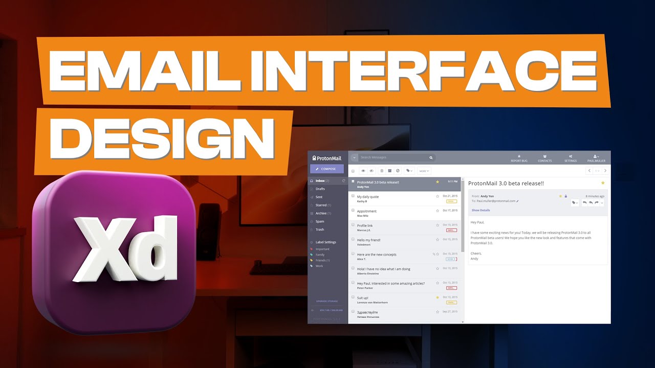 تعلم الأدوبي اكس دي - تصميم واجهة ايميل - Email interface design with Adobe XD