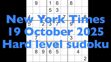 Sudoku solution – New York Times 19 October 2025 Hard level