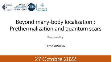 Beyond many-body localization : Prethermalization and quantum scars - Dima Abanin