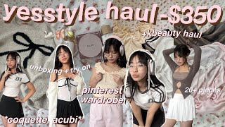 $350 HUGE YESSTYLE try-on haul 🩰🪐 (20+ items) trendy, aesthetic clothes + kbeauty *coquette, acubi*