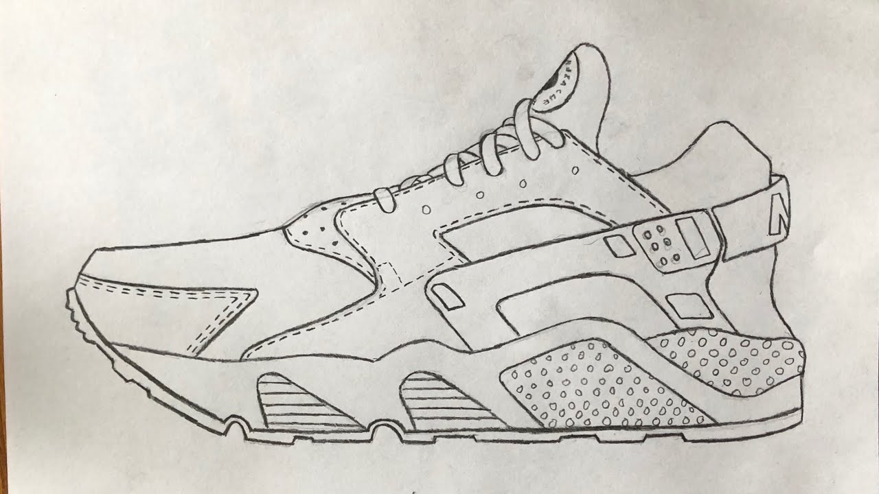 How to draw the Nike Air Huarache - YouTube