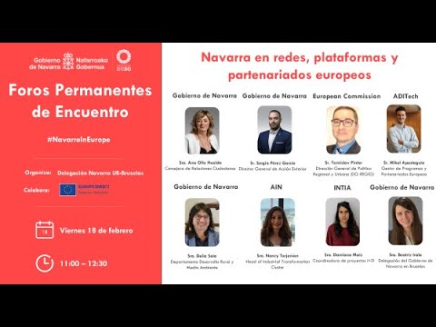 Foros Permanentes de Encuentro (18/02/2022): Navarra en redes, plataformas y partenariados europeos