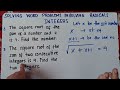 Solving Word Problems Involving Radicals | Integers | Explain in Detailed |