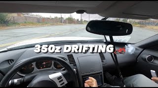 NISSAN 350z DRIFTING IN THE RAIN POV!!! (LOUD EXHAUST)