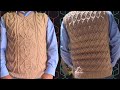 Suéter o chaleco tejido para hombre con punto abejas a dos palitos parte 1