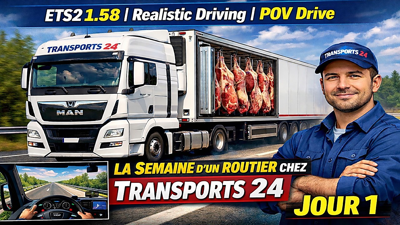 ETS2 1.58 | Realistic Driving | POV Drive | LA SEMAINE D'UN ROUTIER CHEZ TRANSPORTS 24 | JOUR 1