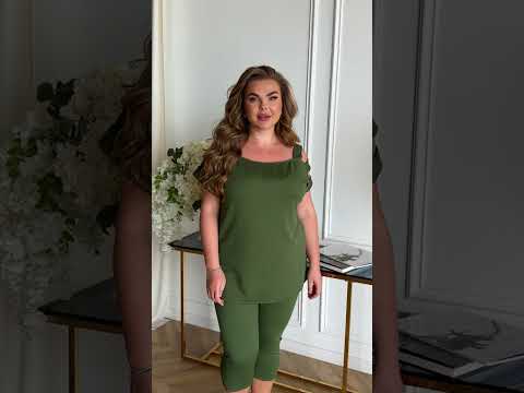 Жіночий трендовий костюм двійка, туніка + лосини 48-66 Батал., видео 1