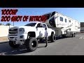 MASSIVE LIFTED 1000HP TRUCK TOWS LIFTED FIFTHWHEEL TRAILER!P