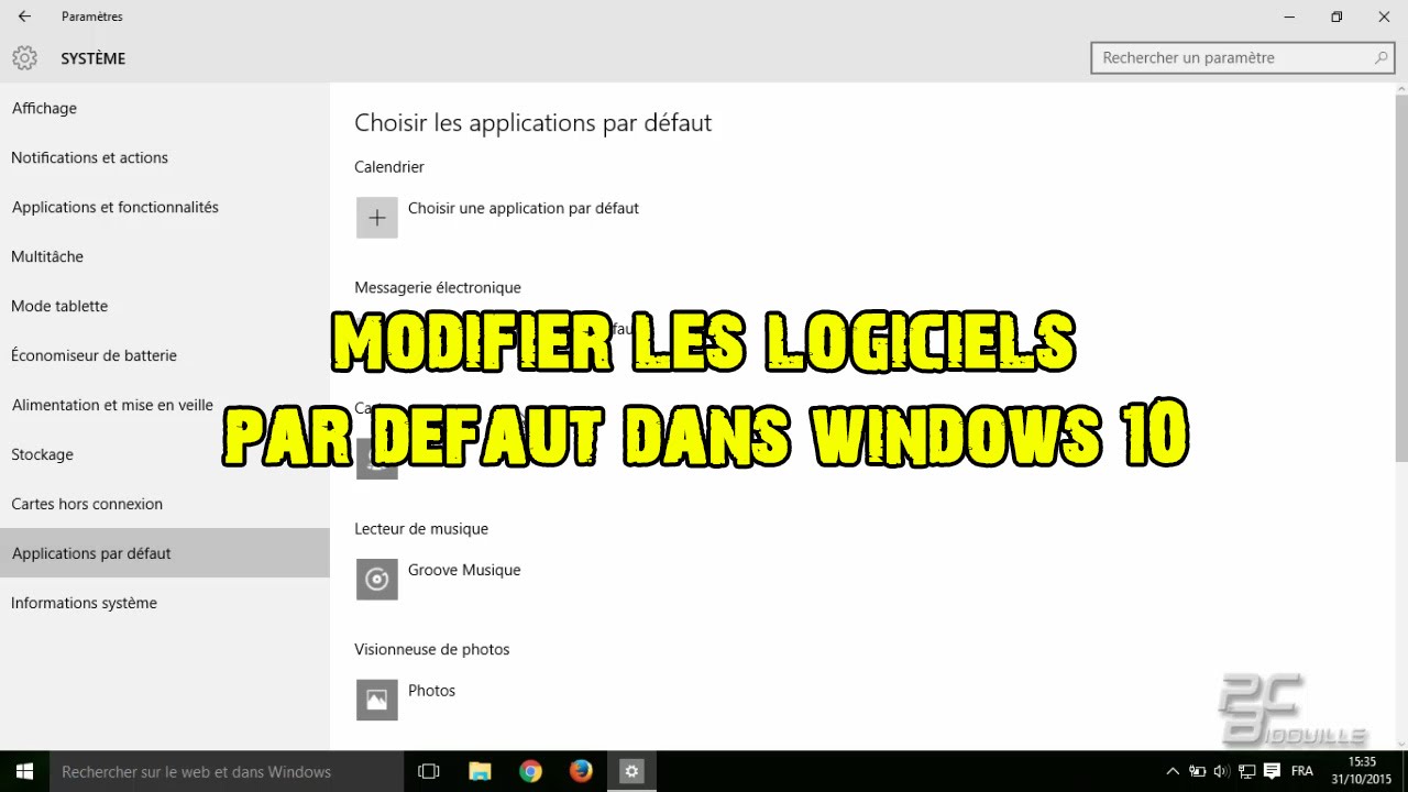 Modifier logiciel par défaut Windows 10 - YouTube
