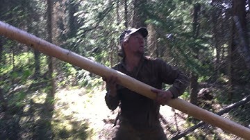 Stripping Spruce Bark for Lodge Poles