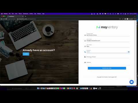 Creating a new account on Mayventory