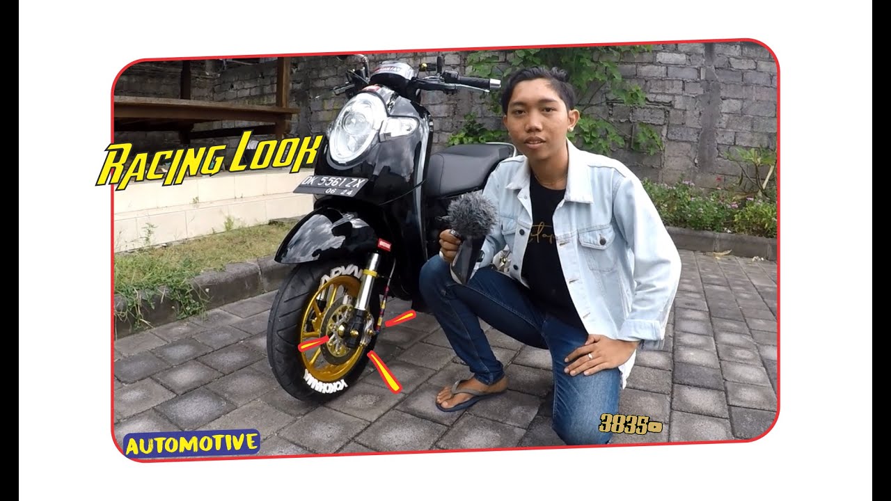 Modifikasi Honda Scoopy Fi Racing Simple Ala Pelajar Warna Hitam YouTube