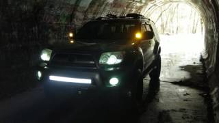 2007 4runner 4.7 v8 light revs in a small tunnel. exhaust is doug
thorley shorty headers with 2.5" straight downpipes, stock y pipe,
flowmaster suv 50 muffle...