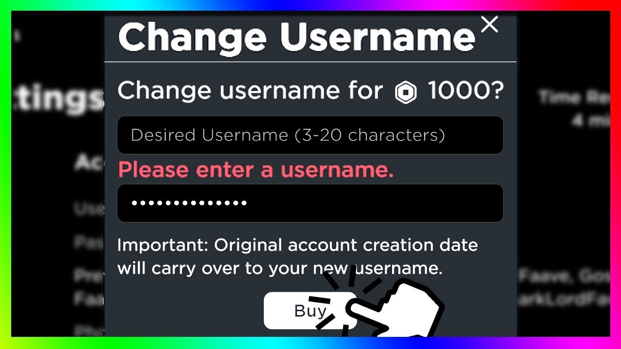 Roblox Username Change Error