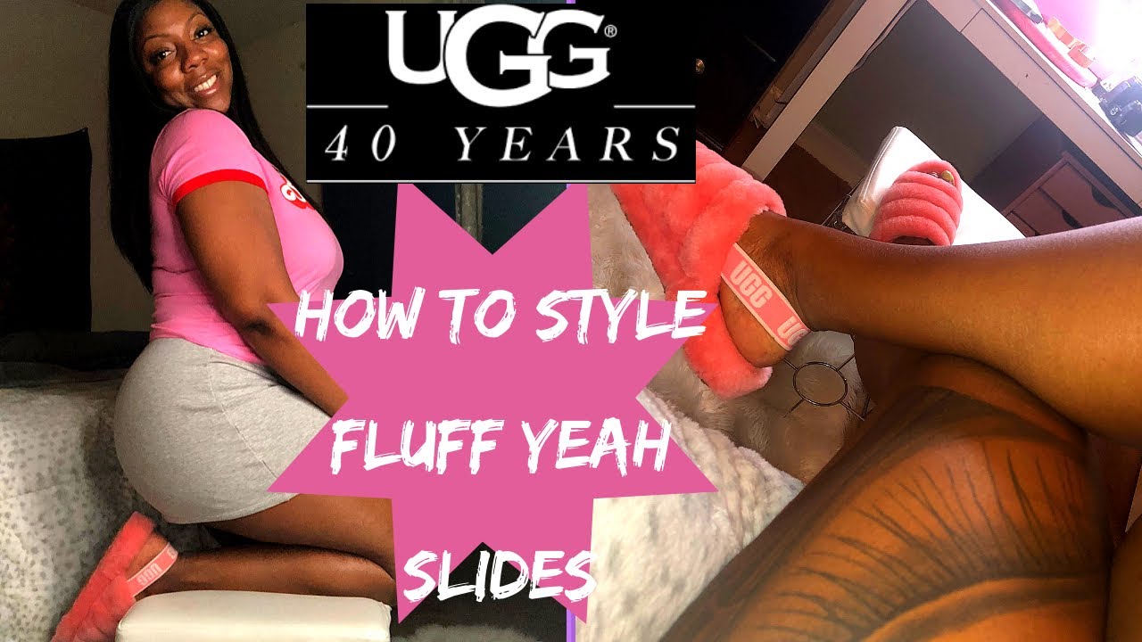 ugg fluff yeah slide neon coral