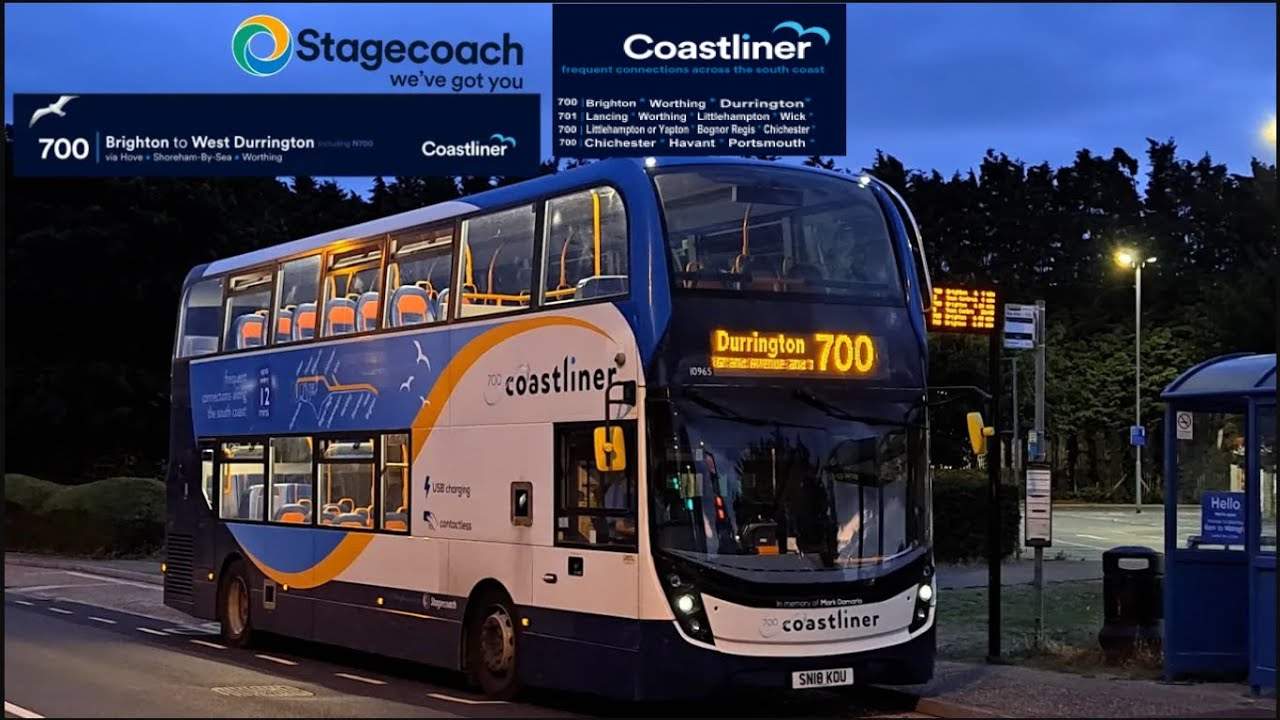 Stagecoach South: Coastliner 700 Brighton to West Durrington via Hove, Shoreham-by-Sea & Worthing