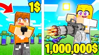 BRÓN ZA 1$ vs BROŃ ZA 1,000,000$ w Minecraft!
