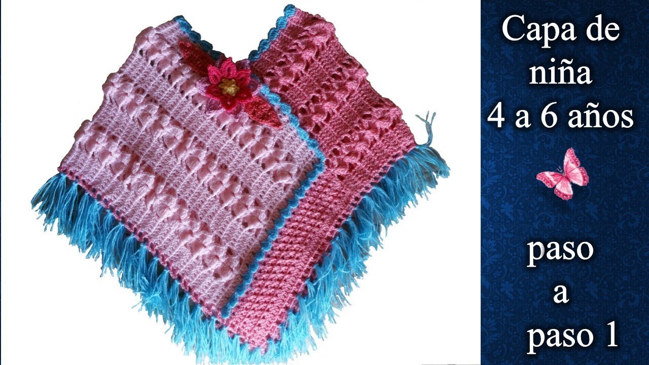 Capa o Poncho para Niña Crochet ⋆ Manualidades DIY