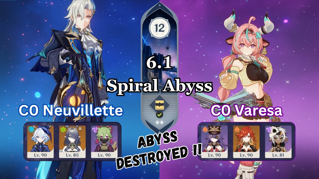 Neuvillette Hyperbloom and Varesa Overload | 6.1 Spiral Abyss | Genshin Impact