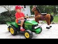 Roma Pretend Play with tractor and horse toy